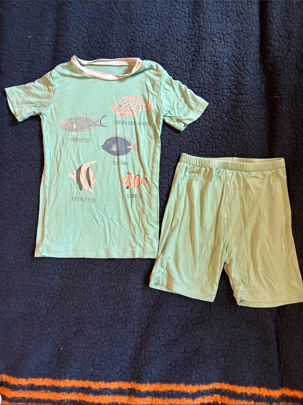 Kickee Pants Light Green Fish Print Short Pajama Set